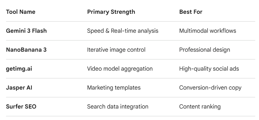 AI Tools Comparison Table