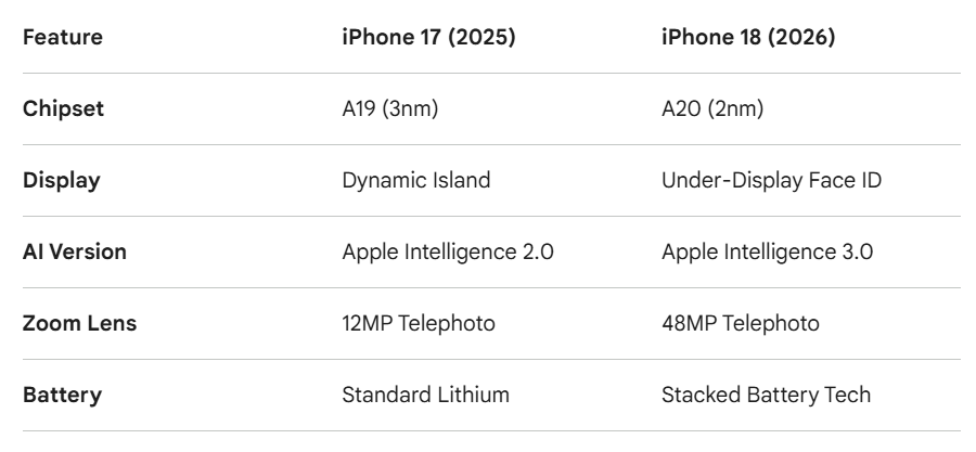 iPhone 18 vs. iPhone 17: Key Expected Differences