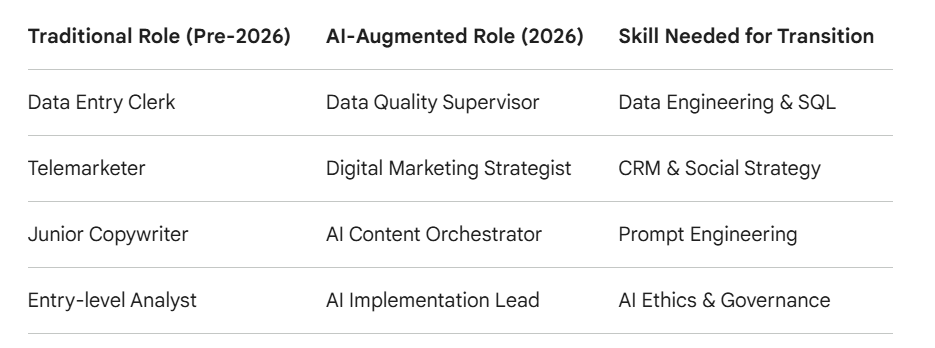 The Great Job Shift: Traditional vs. AI-Augmented Roles